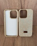 İPhone 15Pro Swarovski Taşlı Gold Kılıf