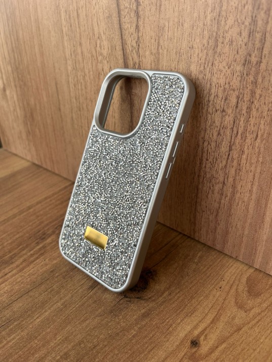 İPhone 15Pro Swarovski Silver Taşlı Kılıf