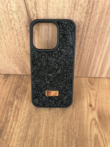 İPhone 15Pro Swarovski Siyah Taşlı Kılıf