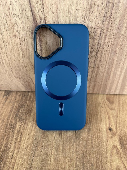 İPhone 16 Uyumlu Mat Gece Mavisi MagSafe Kılıf – Metal Kamera Çerçeveli, Premium Koruma