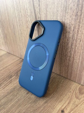 İPhone 16 Uyumlu Mat Gece Mavisi MagSafe Kılıf – Metal Kamera Çerçeveli, Premium Koruma