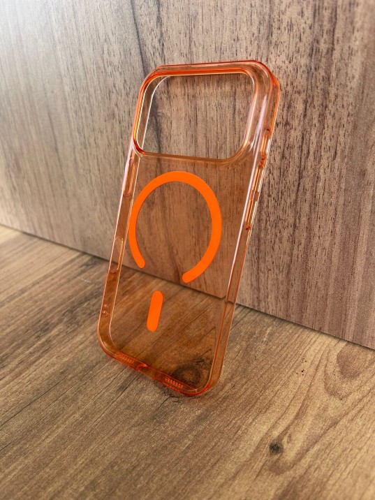 İPhone 17 Pro Uyumlu Turuncu Şeffaf MagSafe Kılıf – Sararma Karşıtı, Ultra İnce