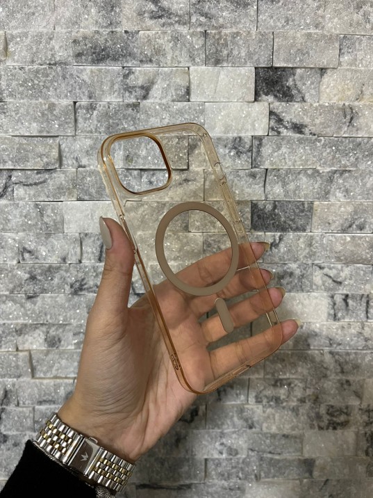 İPhone 13 Uyumlu Kum Kahvesi Sert Şeffaf MagSafe Premium Kılıf