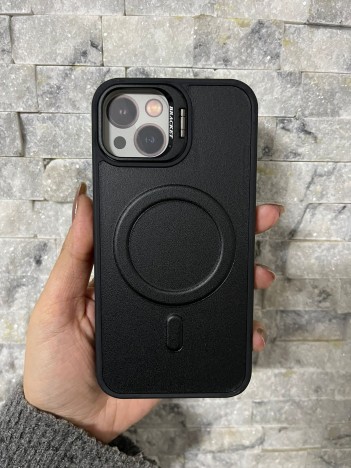 İPhone 13 / 14 Uyumlu Siyah Kartlıklı MagSafe Standlı Kılıf