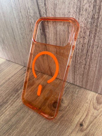 İPhone 17 Promax Uyumlu Turuncu Şeffaf MagSafe Kılıf – Sararma Karşıtı, Ultra İnce