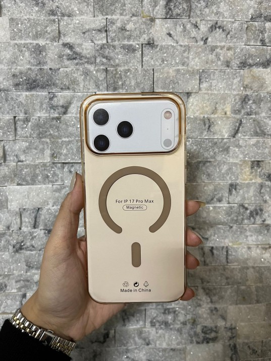 İPhone 17 Pro Max Uyumlu Kum Kahvesi Sert Şeffaf MagSafe Premium Kılıf