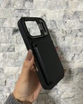 İPhone 17 Pro Uyumlu Siyah Kartlıklı MagSafe Standlı Kılıf
