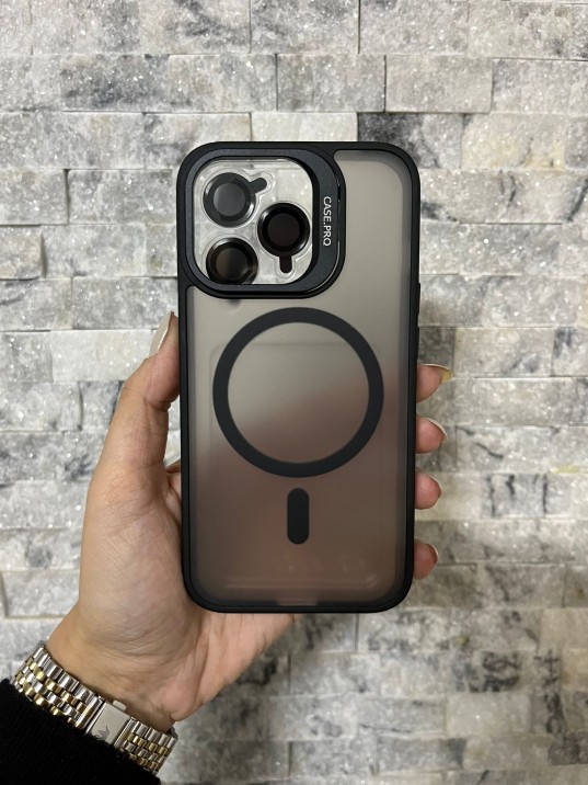 İPhone 13 Pro Uyumlu Siyah MagSafe Standlı Lens Korumalı Case Pro Kılıf