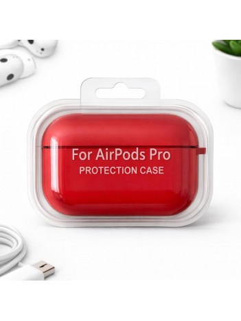 AirPods Pro Uyumlu Kırmızı Silikon Koruyucu Kılıf (Darbe Emici-Çizilme Önleyici)