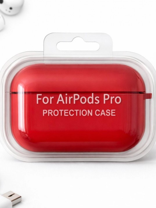 AirPods Pro Uyumlu Kırmızı Silikon Koruyucu Kılıf (Darbe Emici-Çizilme Önleyici)
