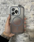 İPhone 14 Pro Uyumlu Gri MagSafe Standlı Lens Korumalı Case Pro Kılıf