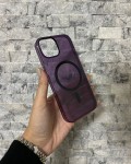 İPhone 15 Uyumlu Mor Sert Şeffaf MagSafe Premium Kılıf