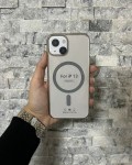 İPhone 13 Uyumlu Gri Sert Şeffaf MagSafe Premium Kılıf