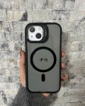 İPhone 15 Uyumlu Siyah MagSafe Standlı Kılıf – Lens Çerçeveli