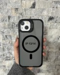 İPhone 13 / 14 Uyumlu Siyah MagSafe Standlı Kılıf – Lens Çerçeveli