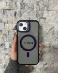 İPhone 13 / 14 Uyumlu Mor MagSafe Standlı Kılıf – Lens Çerçeveli
