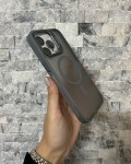 İPhone 15 Pro Max Uyumlu Gri MagSafe Standlı Lens Korumalı Case Pro Kılıf