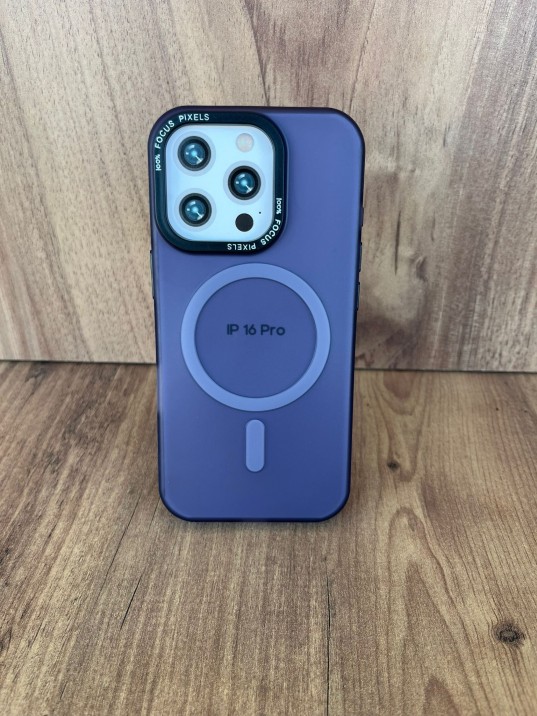 İPhone 16 Pro Uyumlu Buzlu Mor MagSafe Kılıf – Lens Çerçeveli Premium Koruma