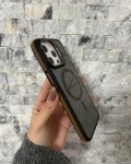 İPhone 15 Pro Max Uyumlu Kahverengi MagSafe Standlı Kılıf – Lens Çerçeveli