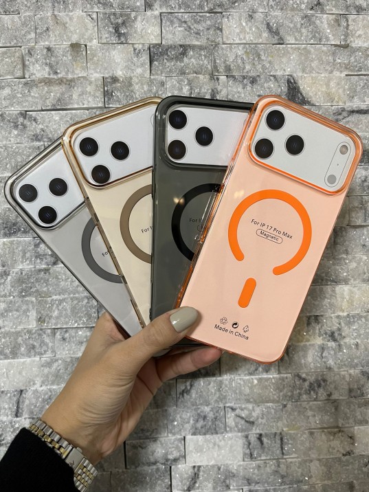 İPhone 17 Pro Max Uyumlu Gri Sert Şeffaf MagSafe Premium Kılıf