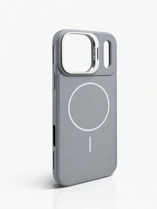 İPhone 17 Pro Max Uyumlu Gri MagSafe Standlı Kılıf