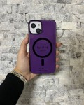 İPhone 14 Uyumlu Mor Sert Şeffaf MagSafe Premium Kılıf