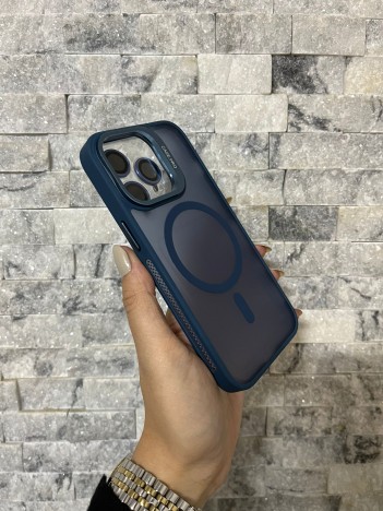 İPhone 13 Pro Uyumlu Mavi MagSafe Standlı Lens Korumalı Case Pro Kılıf