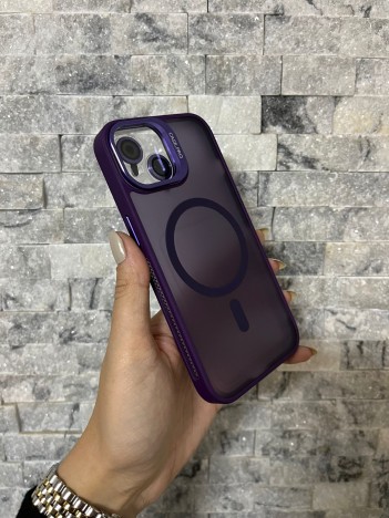 İPhone 13 Uyumlu Mor MagSafe Standlı Lens Korumalı Case Pro Kılıf