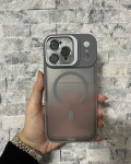 İPhone 17 Pro Max Uyumlu Gri MagSafe Standlı Lens Korumalı Case Pro Kılıf