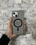 İPhone 14 Uyumlu Siyah Sert Şeffaf MagSafe Premium Kılıf