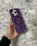 İPhone 16 Pro Uyumlu Mor Sert Şeffaf MagSafe Premium Kılıf
