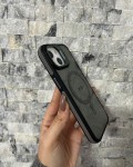 İPhone 15 Uyumlu Gri MagSafe Standlı Kılıf – Lens Çerçeveli