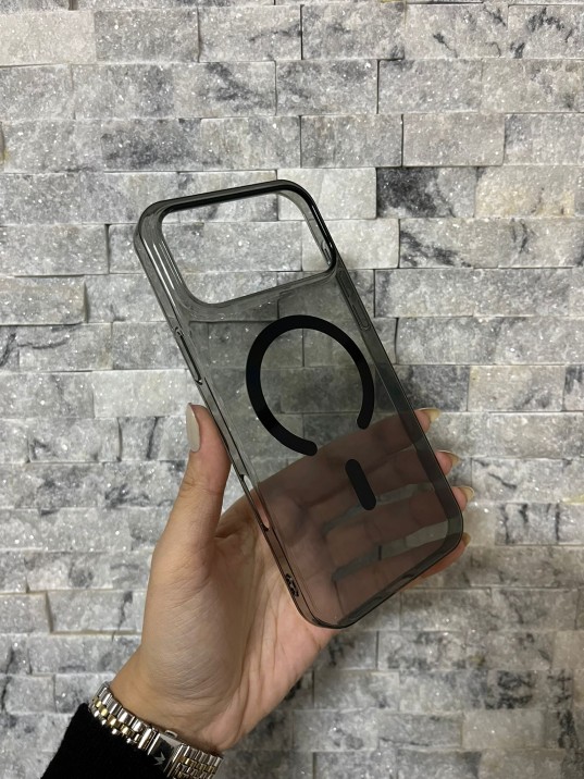İPhone 17 Pro Max Uyumlu Siyah Sert Şeffaf MagSafe Premium Kılıf