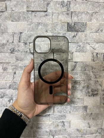 iPhone 14 Uyumlu Siyah Sert Şeffaf MagSafe Premium Kılıf