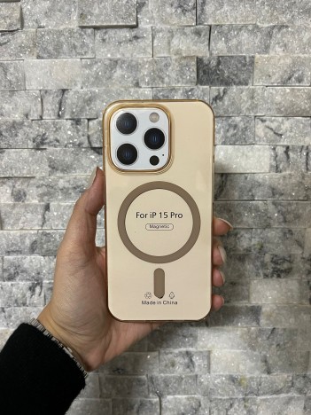 İPhone 15 Pro Uyumlu Kum Kahvesi Sert Şeffaf MagSafe Premium Kılıf