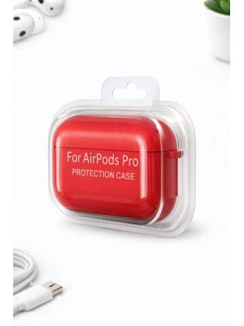 AirPods Pro Uyumlu Kırmızı Silikon Koruyucu Kılıf (Darbe Emici-Çizilme Önleyici)