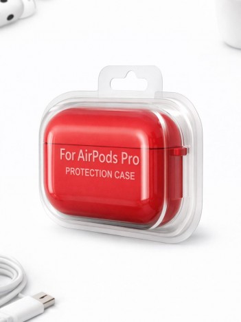 AirPods Pro Uyumlu Kırmızı Silikon Koruyucu Kılıf (Darbe Emici-Çizilme Önleyici)