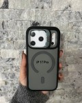 İPhone 17 Pro Uyumlu Gri MagSafe Standlı Kılıf – Lens Çerçeveli