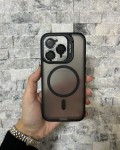 İPhone 15 Pro Uyumlu Siyah MagSafe Standlı Lens Korumalı Case Pro Kılıf