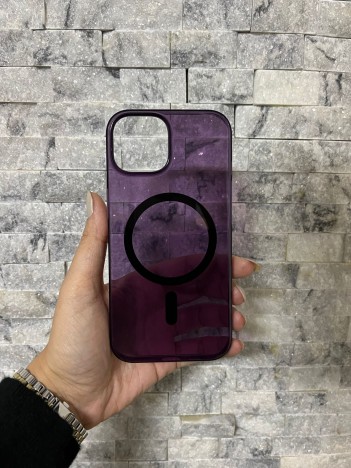 iPhone 15 Uyumlu Mor Sert Şeffaf MagSafe Premium Kılıf