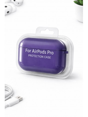 AirPods Pro Uyumlu Mor Silikon Koruyucu Kılıf (Darbe Emici-Çizilme Önleyici)