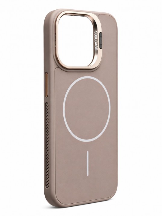 İPhone 15 Pro Uyumlu Kum Kahvesi MagSafe Standlı Kılıf