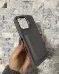 İPhone 17 Uyumlu Gri Kartlıklı MagSafe Standlı Kılıf