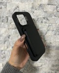 İPhone 17 Uyumlu Siyah Kartlıklı MagSafe Standlı Kılıf