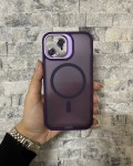 İPhone 12 Uyumlu Mor MagSafe Standlı Lens Korumalı Case Pro Kılıf