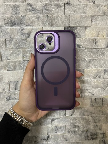 İPhone 12 Uyumlu Mor MagSafe Standlı Lens Korumalı Case Pro Kılıf