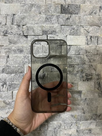 iPhone 15 Uyumlu Siyah Sert Şeffaf MagSafe Premium Kılıf
