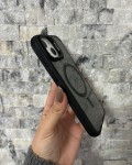 İPhone 15 Uyumlu Siyah MagSafe Standlı Kılıf – Lens Çerçeveli