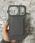 İPhone 17 Pro Max Uyumlu Gri Kartlıklı MagSafe Standlı Kılıf
