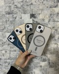 İPhone 13 Uyumlu Gri Sert Şeffaf MagSafe Premium Kılıf